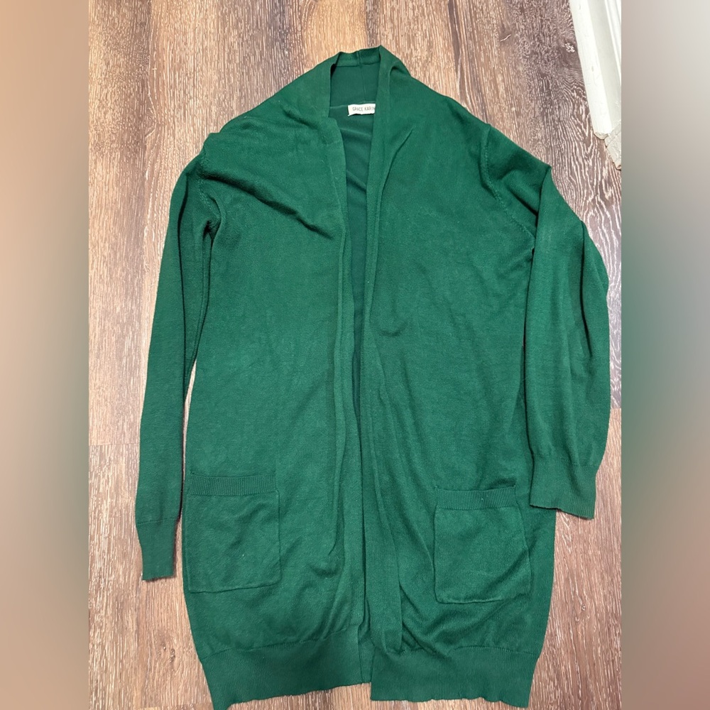 Grace Karin Green Open-Front Women's Cardigan Sweater